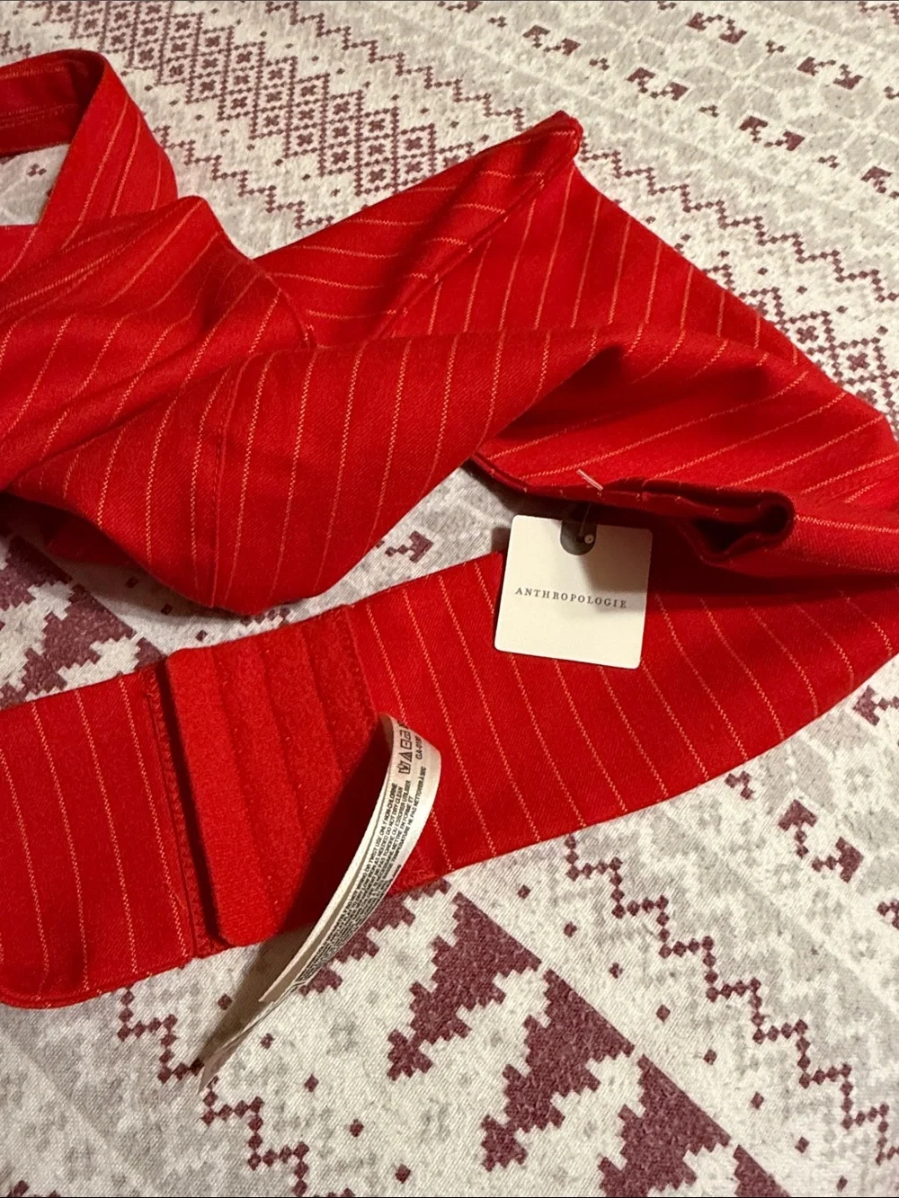 Anthropologie Red Pinstripe Halter Bandeau Top